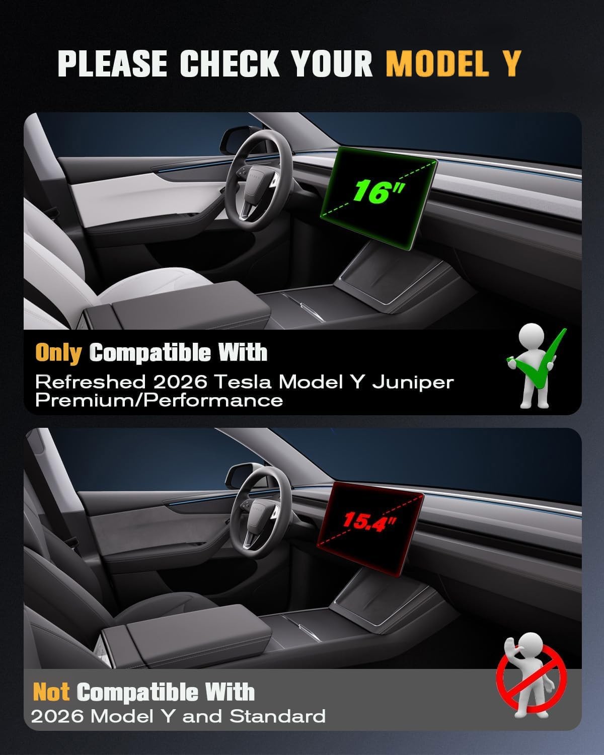 2-Pack 2026 Tesla Model Y Juniper Screen Protector 16"+8" - Refreshed Premium...