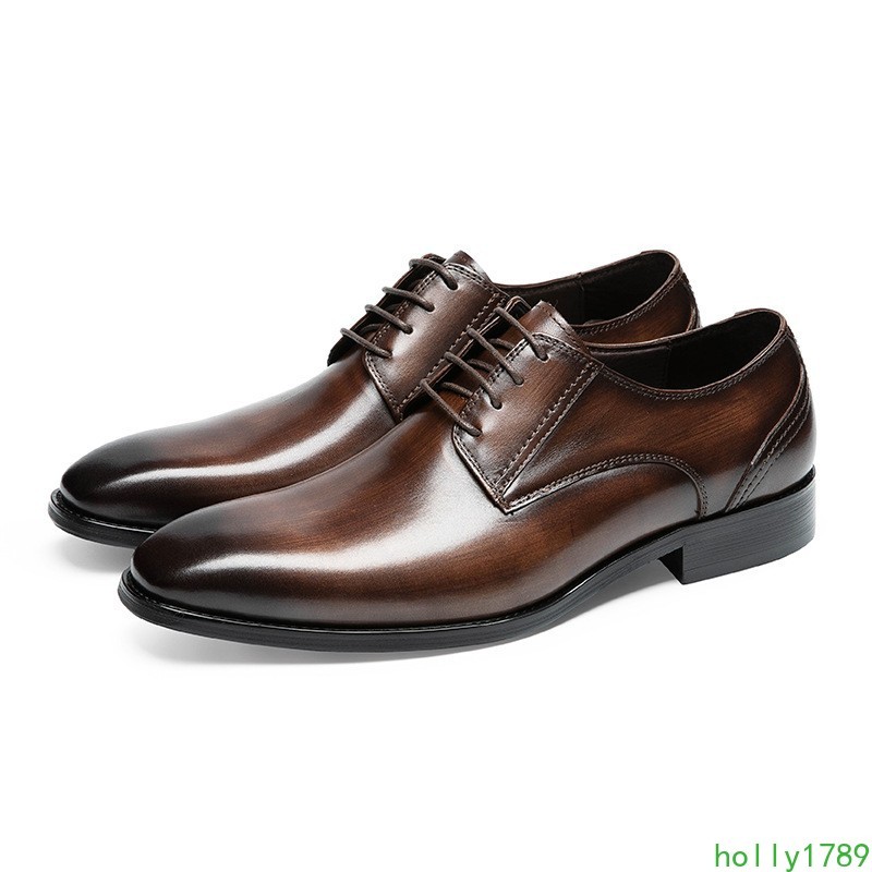 Mens Real Leather Cowhide Lace Up Formal Dress Business Wedding Derby Shoes Size