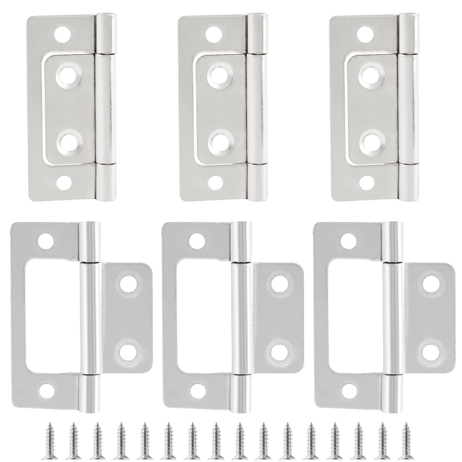 Biaungdo 6 Pcs Non-Mortise Door Hinges, 2 inch x 1 inch Bifold Butt Cabinet H...