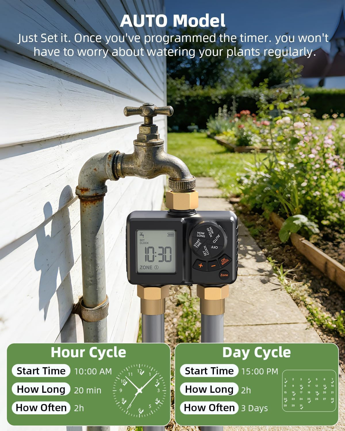 Sprinkler Timer 2 Zone,Water Timer for Garden Hose with Lithium Battery Hose Tim