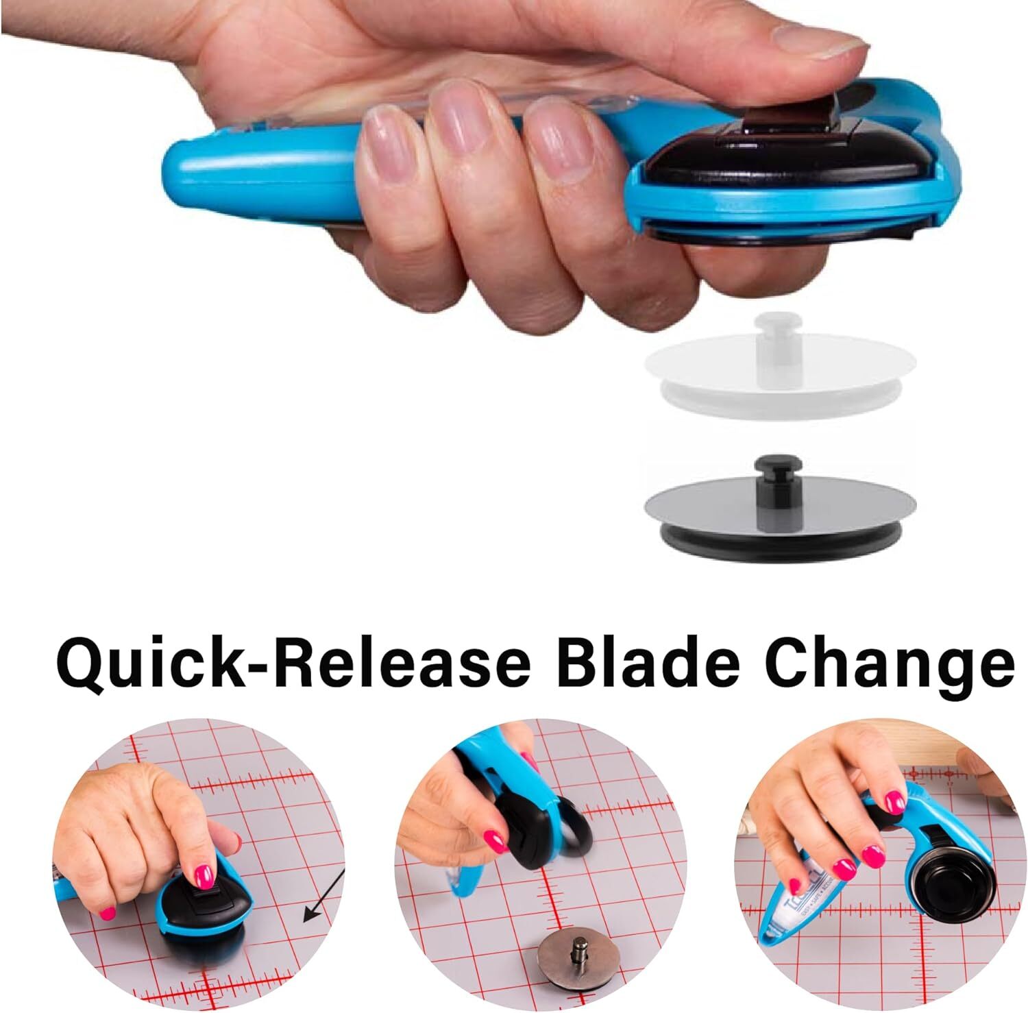 Multicolor Ergonomic Rotary Cutter Customizable Handle for Right Left Hands