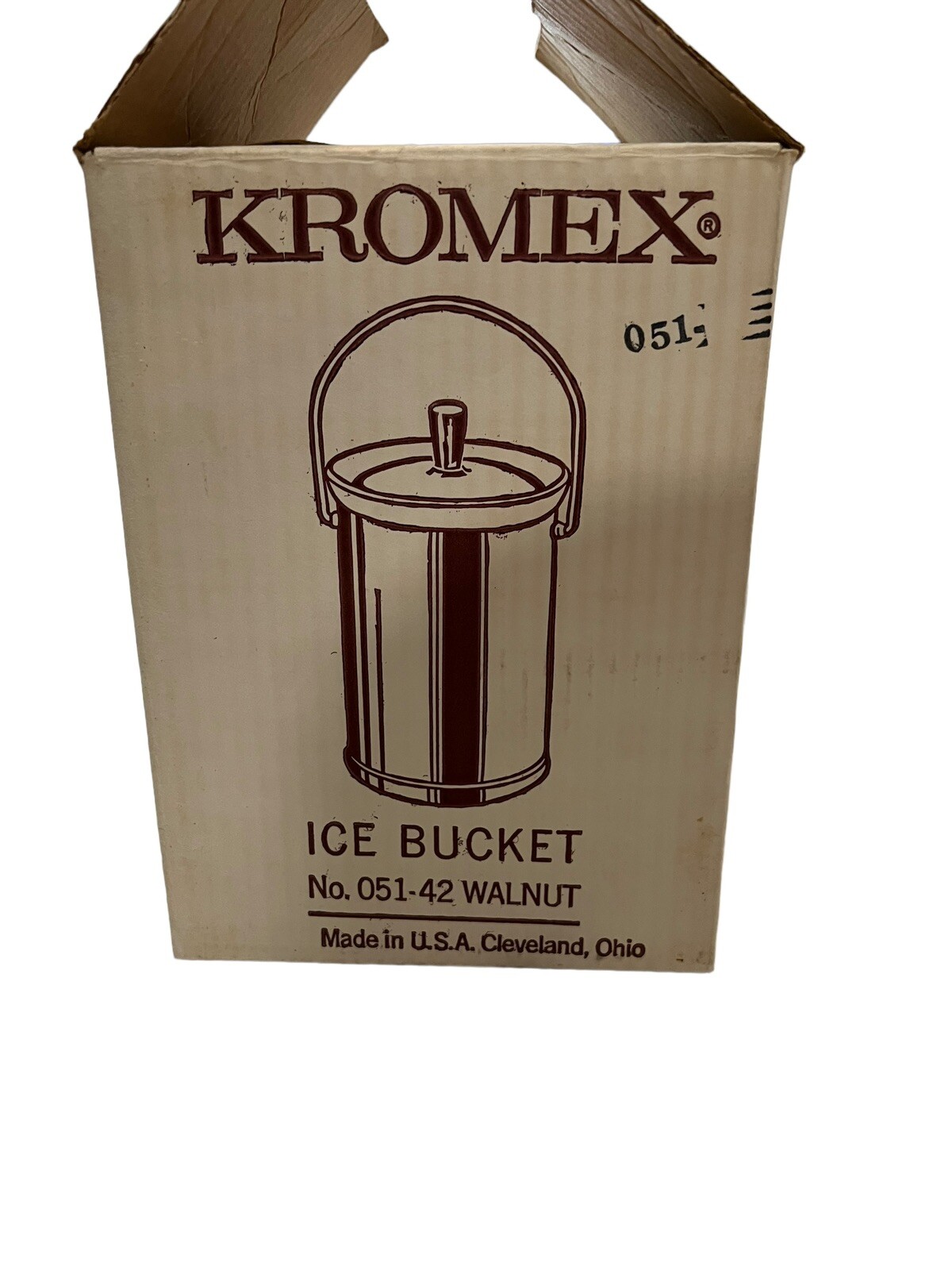 Vintage Kromex Ice Bucket Walnut Chrome MCM 1960s Barware EUC w/ Box