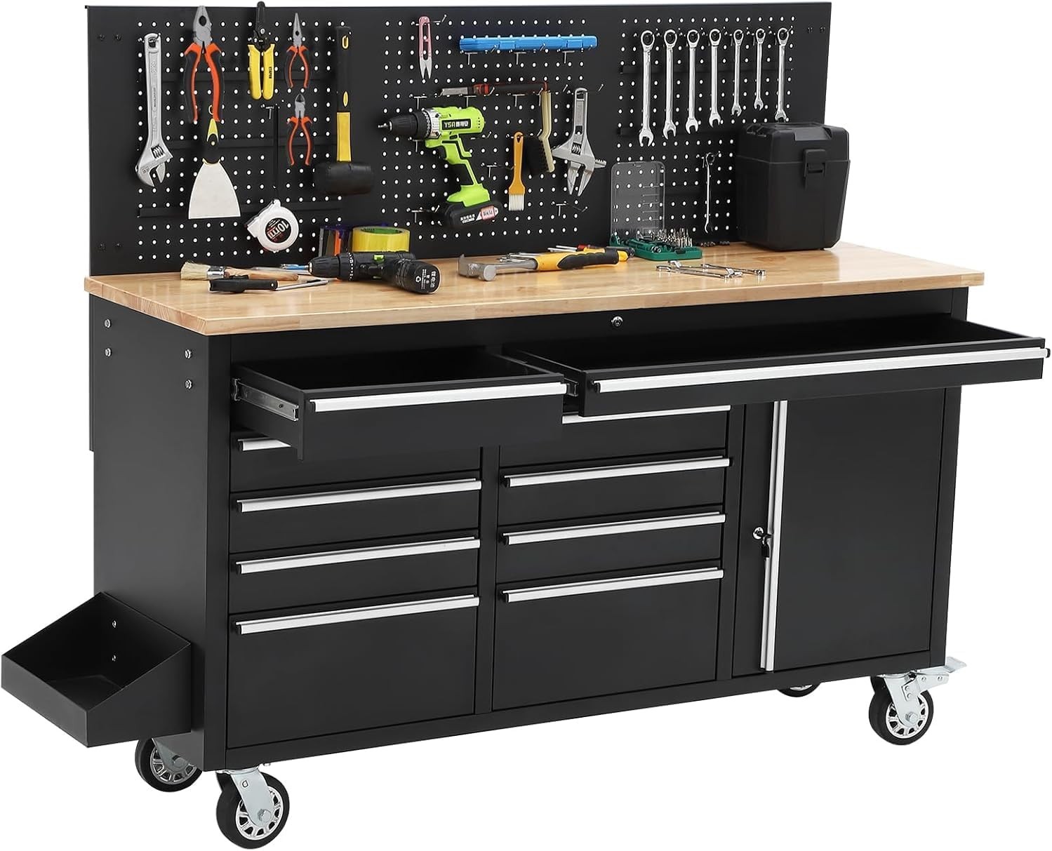 10 Drawers 61inch Rolling Tool Chest Garage Workbench Storage Tool Cabinet Strip