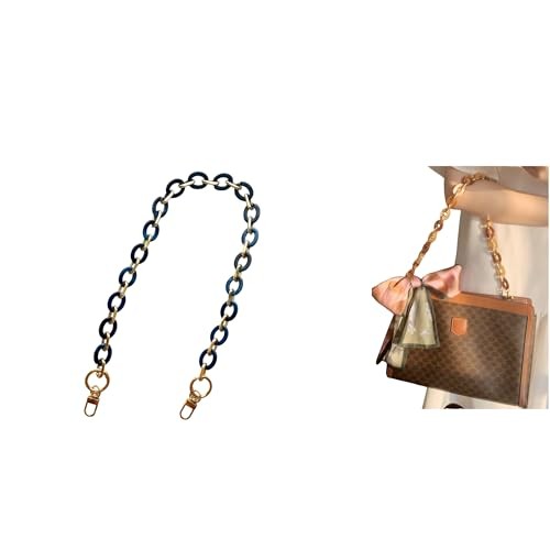 Acrylic Resin Chain Purse Strap 23.6IN Purse Transparent Chain DIY Dark Blue