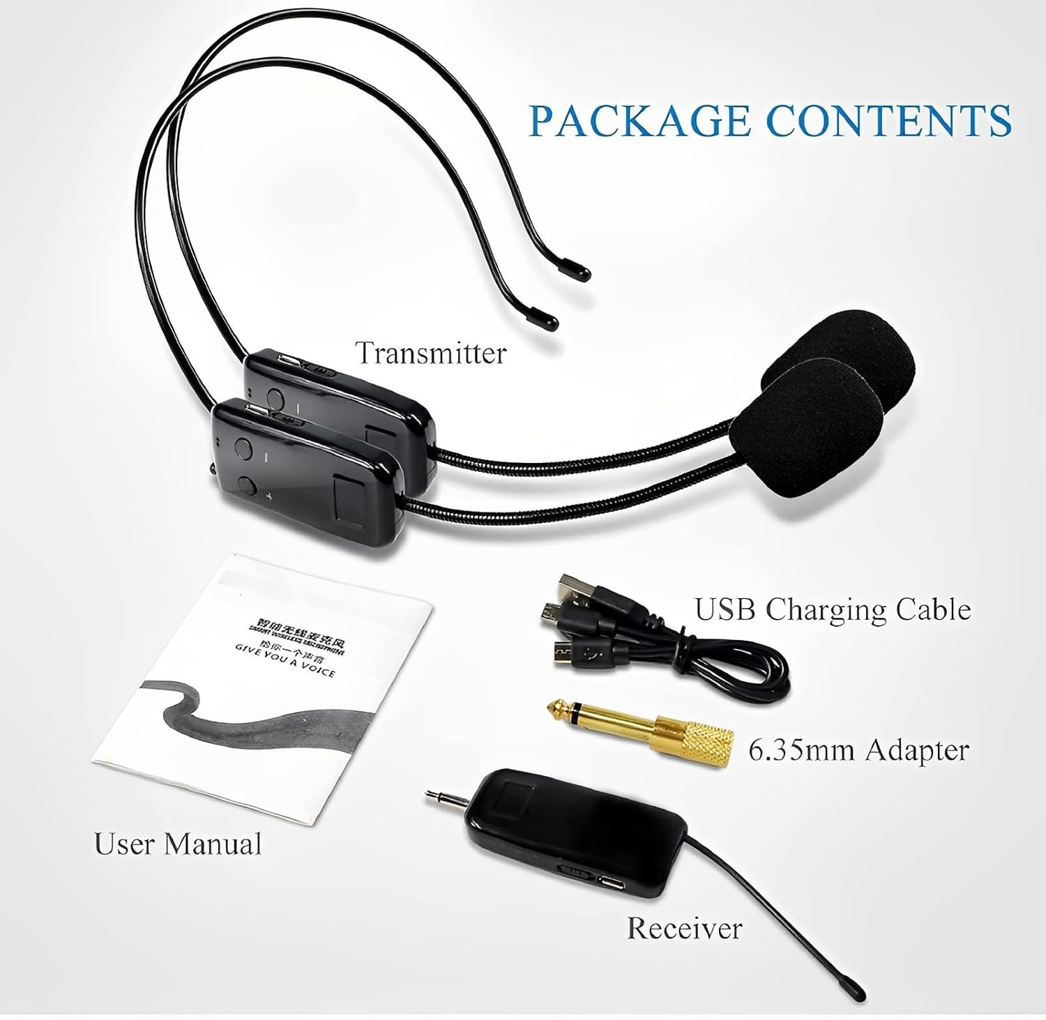 2.4G Wireless Microphone System for Two People, 165 Ft Long Range, Stable Transm