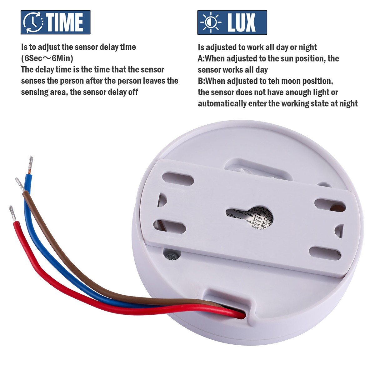 Surface Mount PIR Ceiling Occupancy Motion Sensor Detector Light Switch 360°