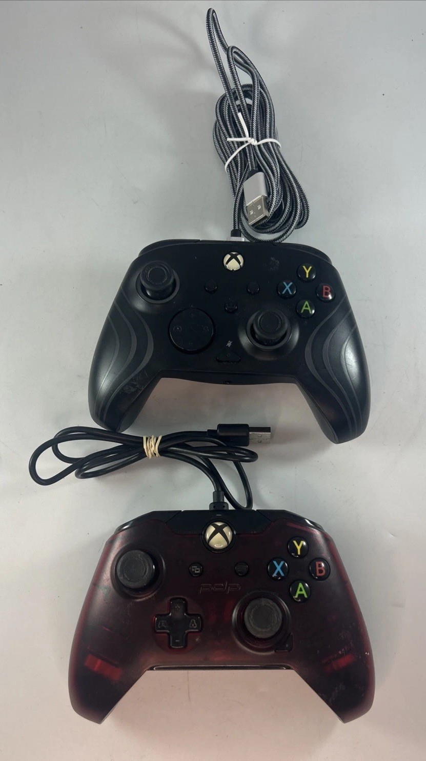 2 PDP Wired Controller 049-024 Afterglow 049-082 Translucent Red Xbox One TESTED