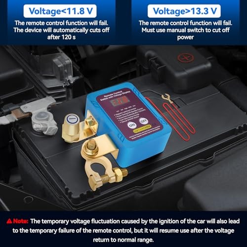 Remote Battery Disconnect Switch 240A 12V Kill Switch for car with LED Blue