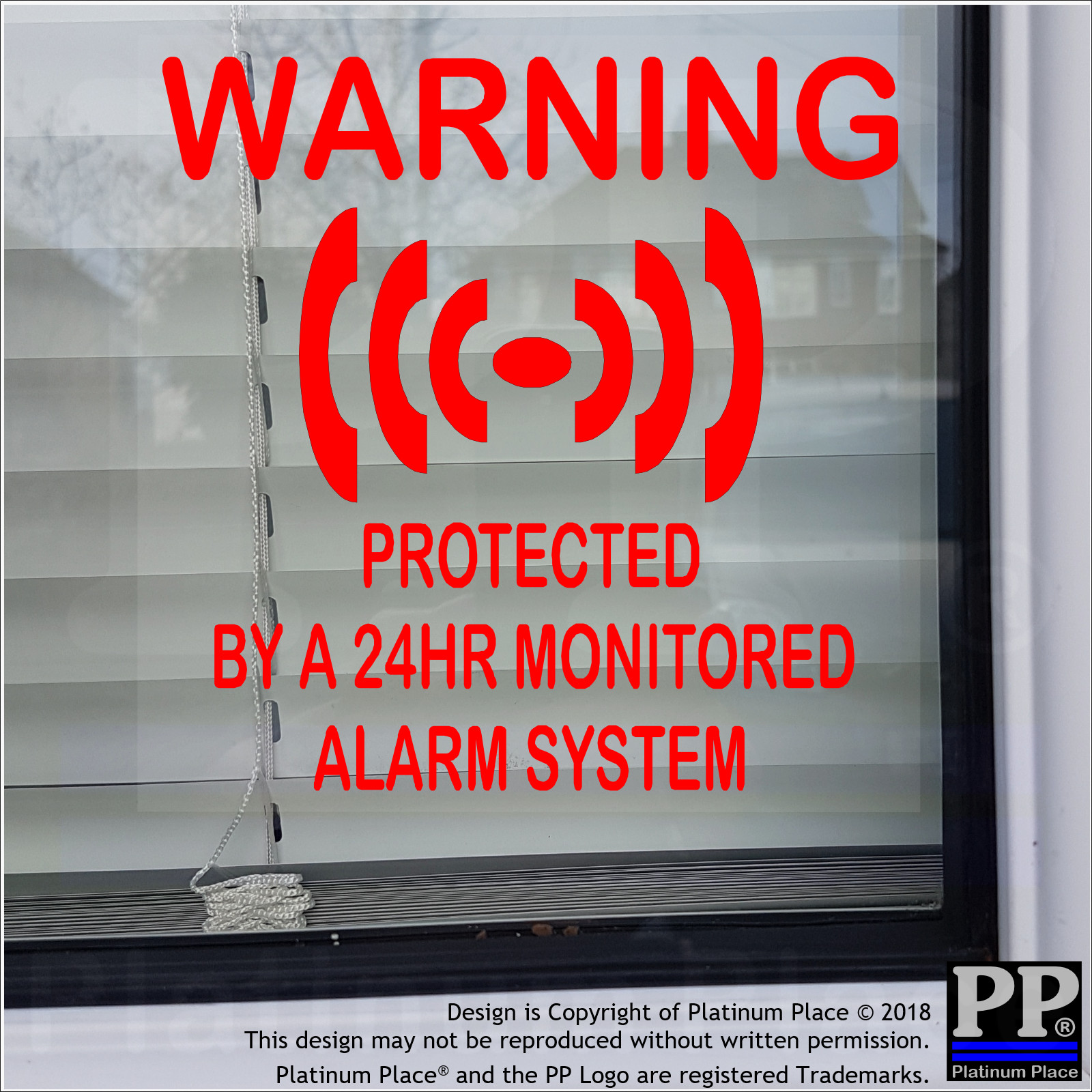 4 x PROTECTED by a Monitored Alarm System-RED-Internal Stickers-Home,Business