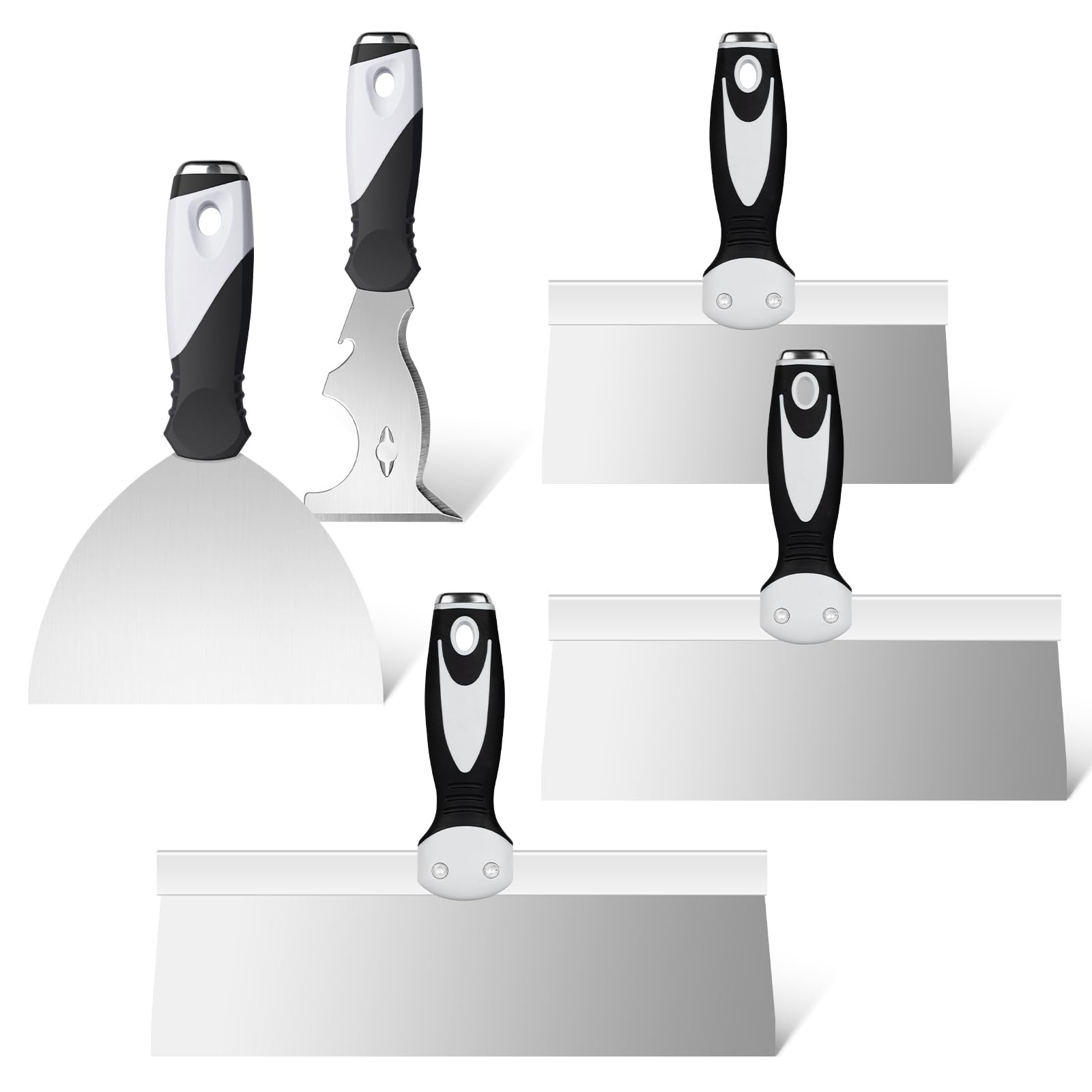 5-Pack Drywall Knife Set, Stainless Taping Tools, Paint Scrapers