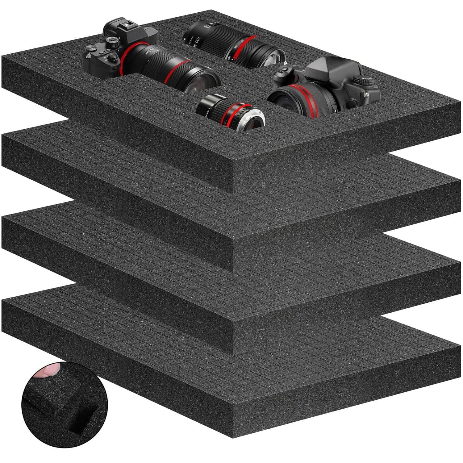 4pcs Polyurethane Pick and Pluck Foam Inserts 16x12x1.5 Inch for Cases and Paddi
