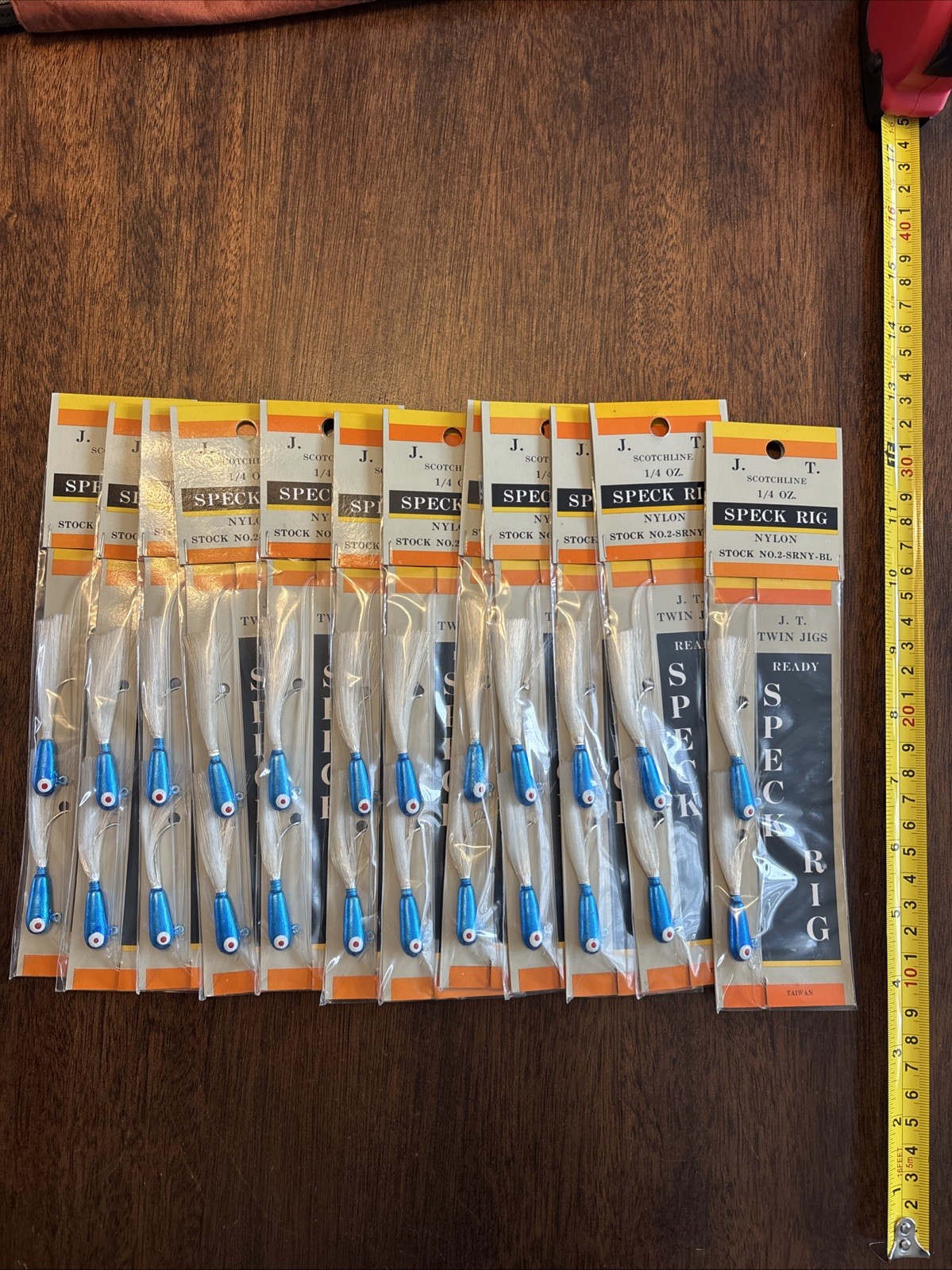 Lot Of 12 Speck Rigs 1/4 Oz Speck Trout Sand Trout Drum Bucktail Jigs Twin Rig