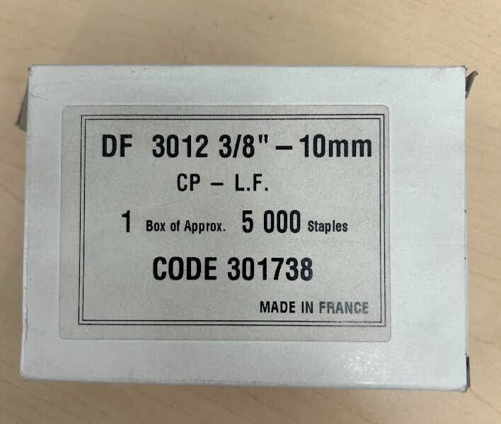 DF 3012 (3/8" / 10mm) CP-L.F. - 1 Box of 5,000 Staples #301738 (Made in France)