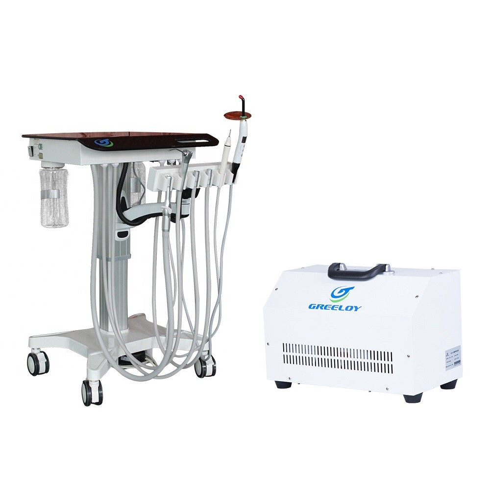 Mobile Dental Delivery Cart Unit GU-P302S with Silent Oil Free Air Compressor 4H