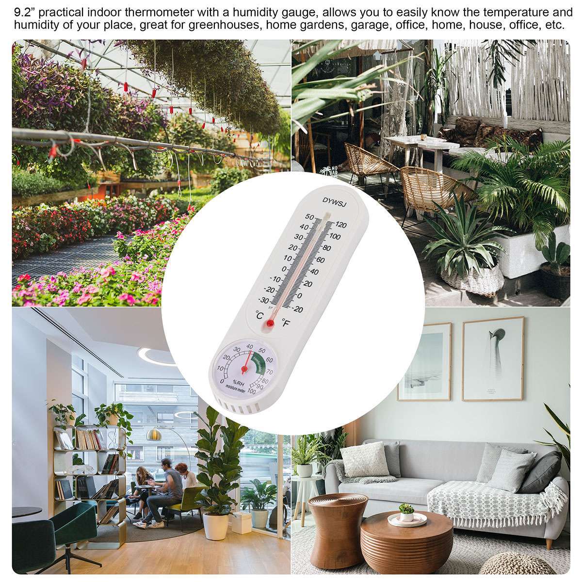 4PCS Wall-Mount Thermometer Indoor Outdoor Garden Greenhouse Home Humidity Meter