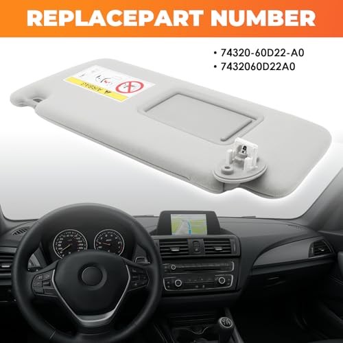 Gray Sun Visor Left Driver Side Compatible with GX460 2010-2023 74320-60D22-A0
