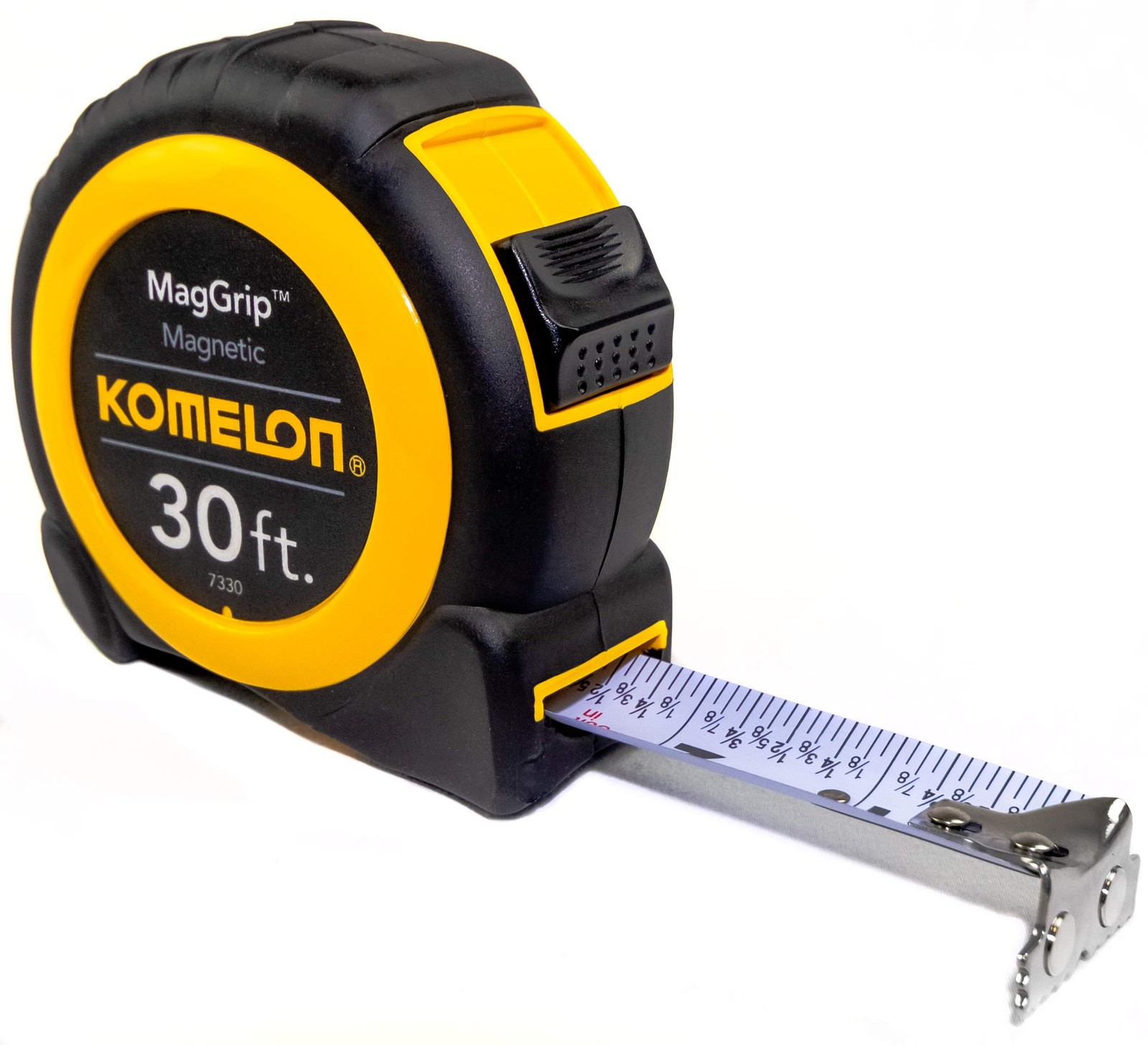 Komelon 7330; 30' x 1" Magnetic Neo MagGrip Tape Measure, 9.1 m, Yellow/Black