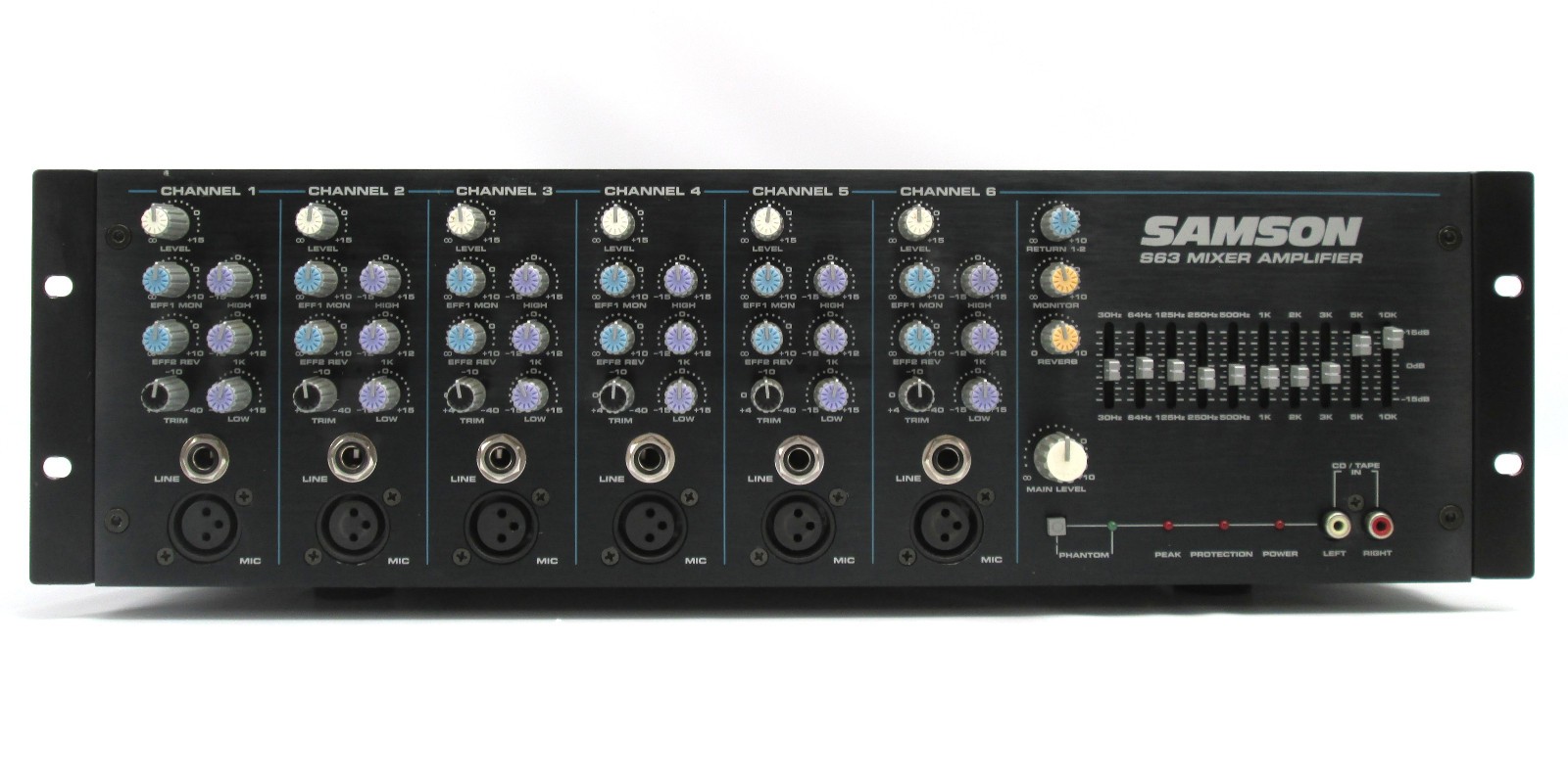 Samson S63 6-Channel Powered Mixer Pre-amplifier Preamp
