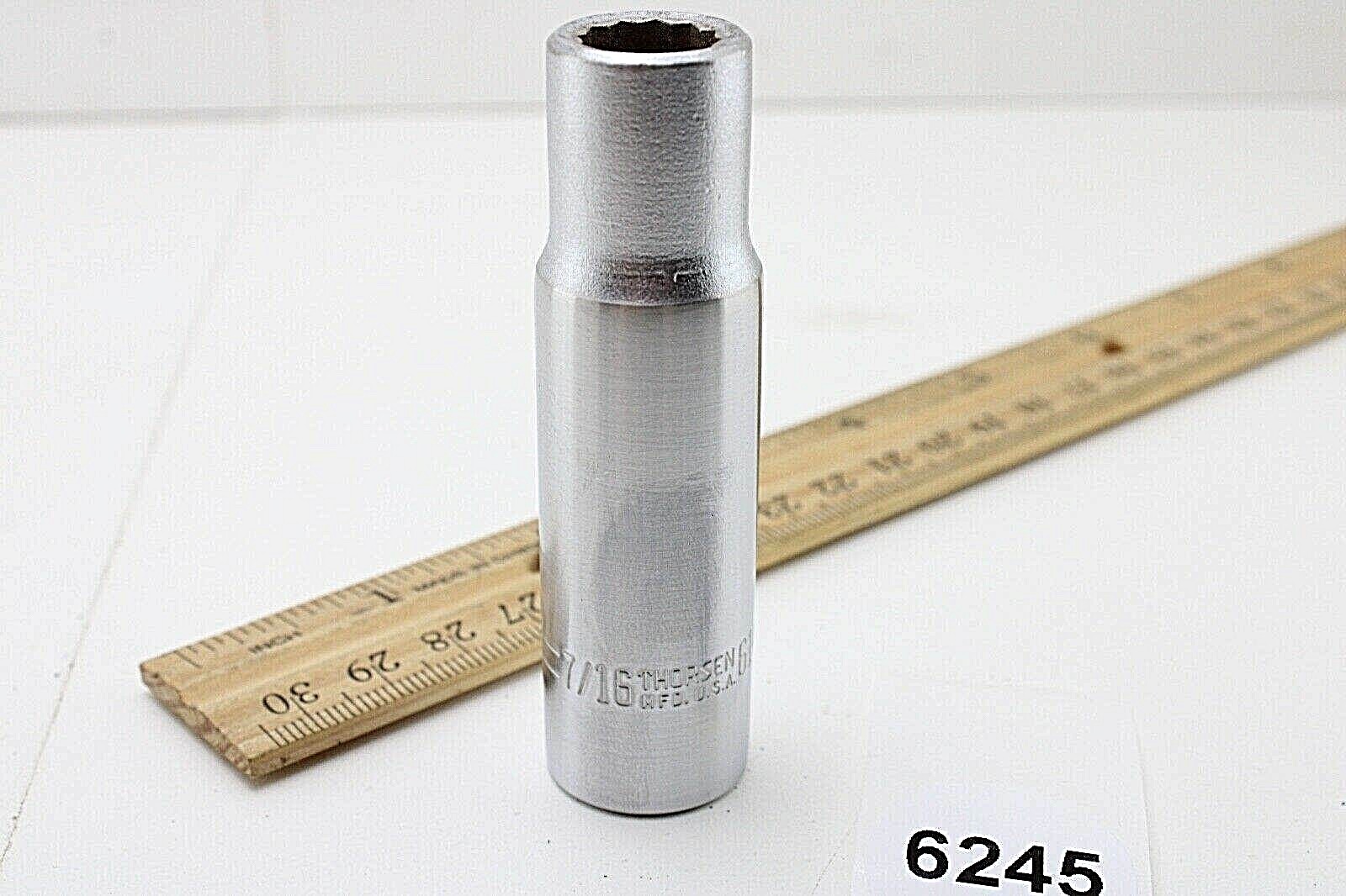Thorsen 614 7/16"  1/2" Drive 12 Point Deep Well SAE Chrome Socket  USA