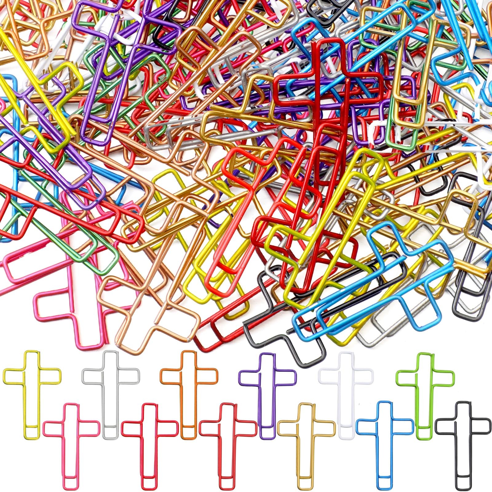 Saypacck 100 Pcs Cross Paper Clips 1.34 x 0.8 Inches Cute Paper Clips Christian