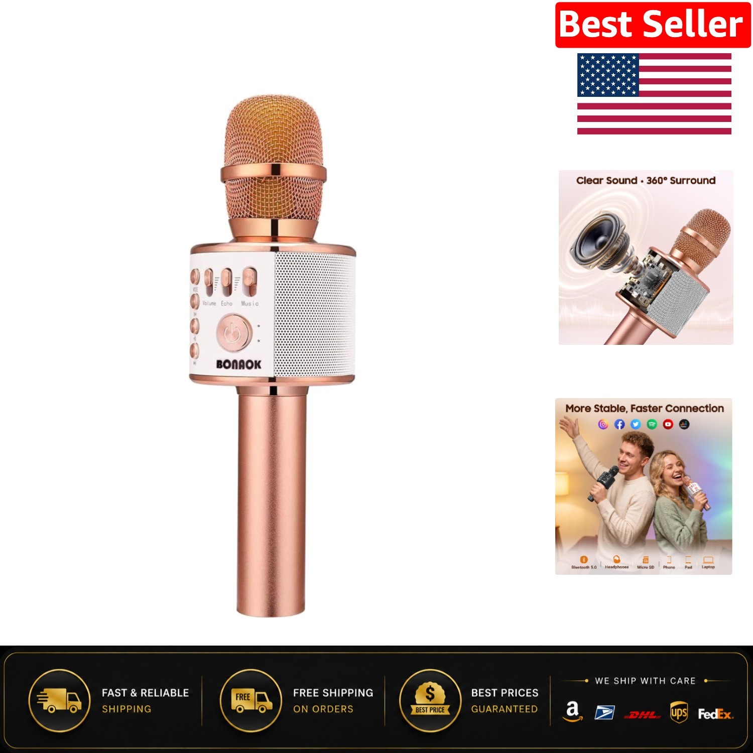 Portable Handheld Karaoke Mic with Bluetooth & Echo Mode - Perfect for All Ages
