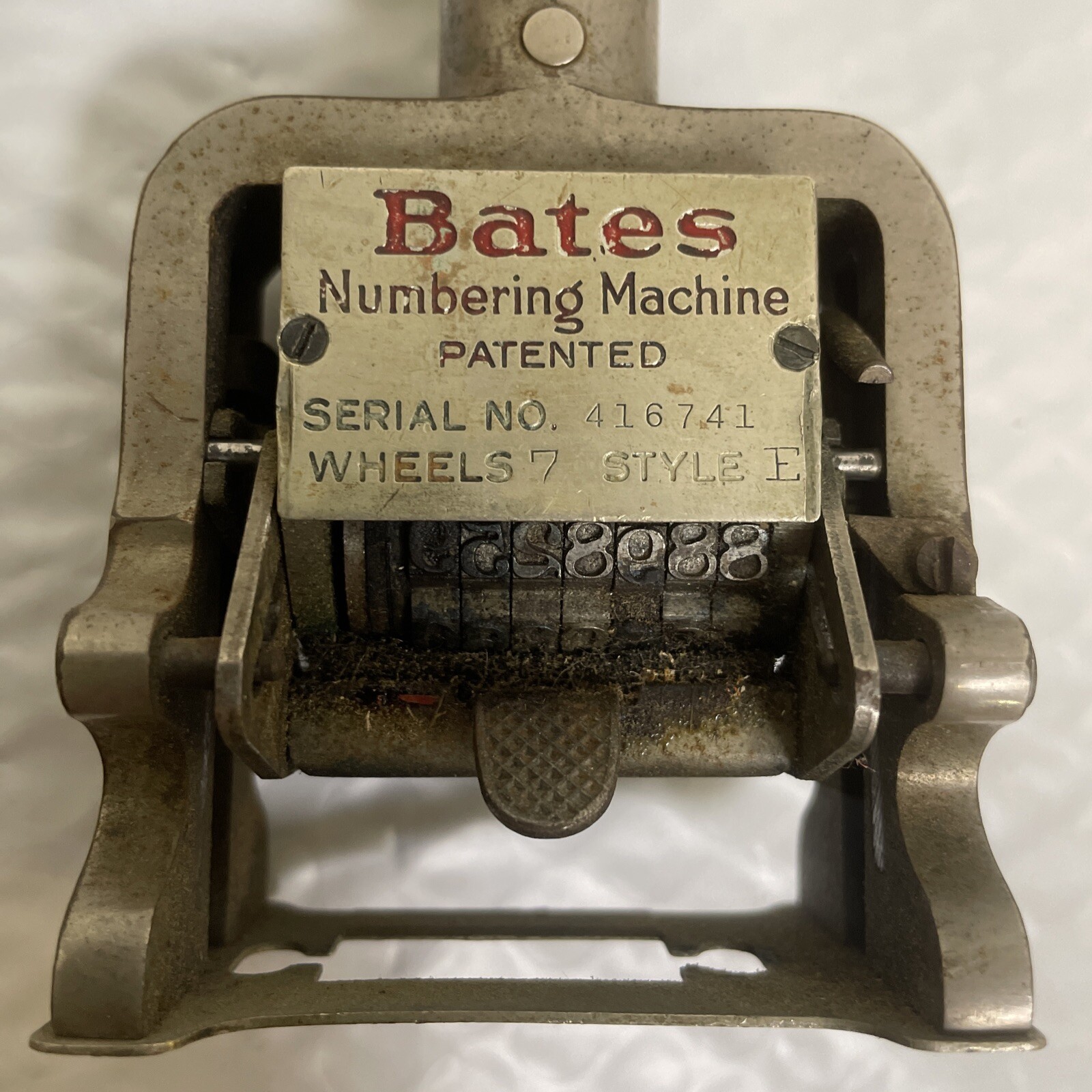 Vintage BATES 7 Wheel/Style E Numbering Machine *Wooden Handle!