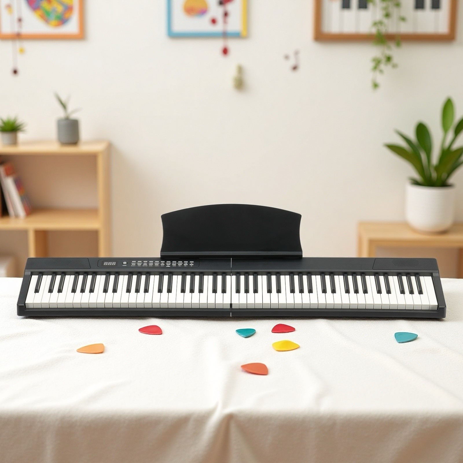 88-Key Magnetic Split Digital Piano Kit - Full Size Semi Weighted Pedal Black