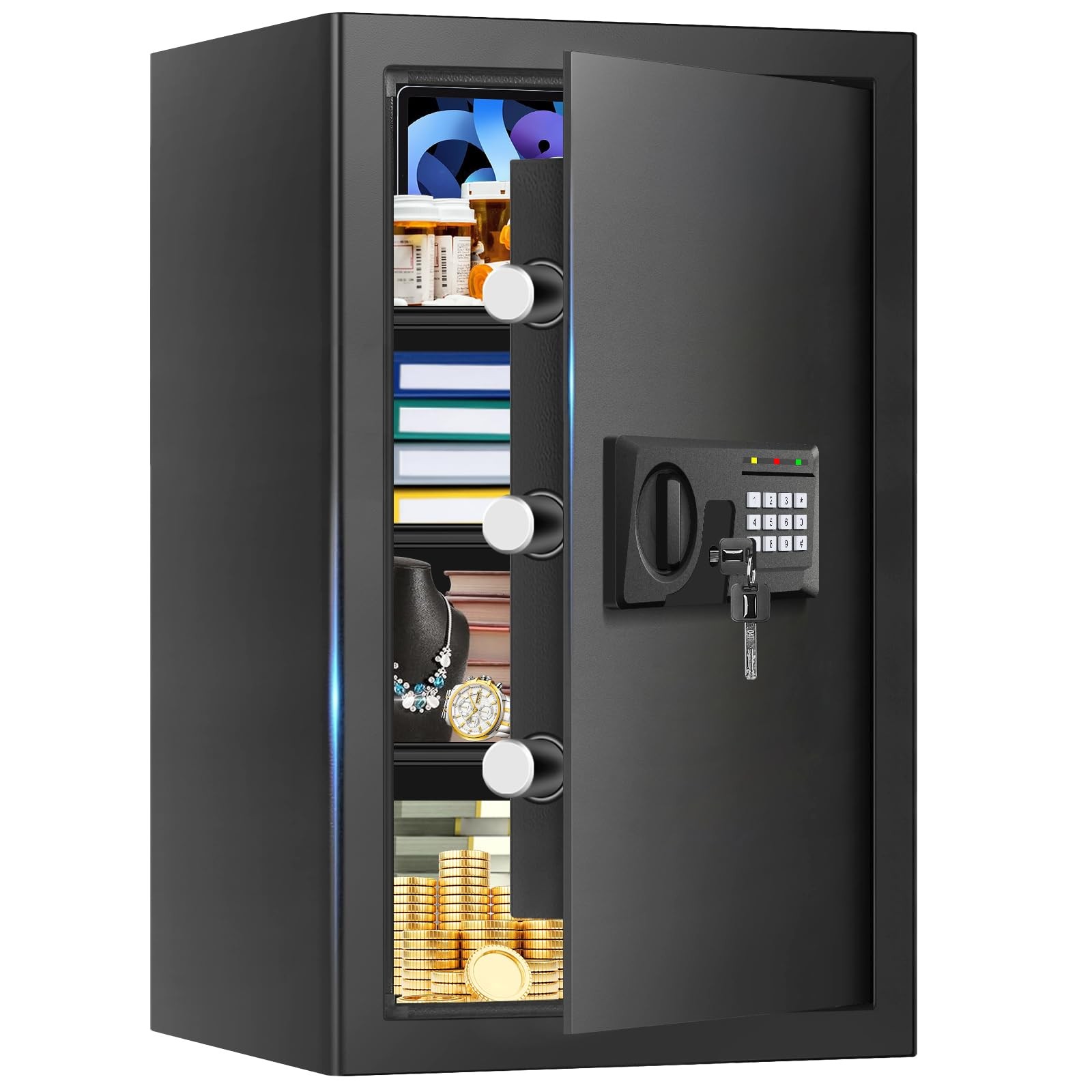 5.1 Cuft Large Home Safe, Waterproof Fireproof Safe Box for CUFT, Black