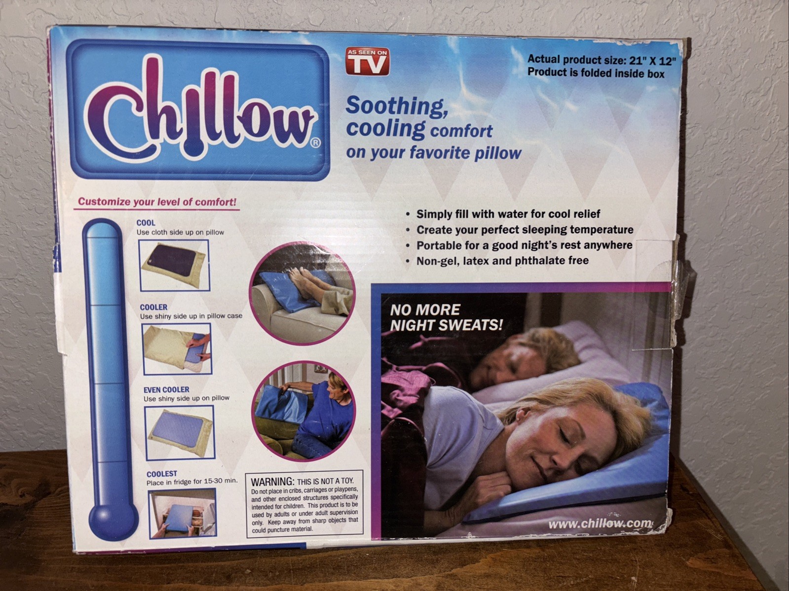 Chillow  Cooling Relief Pad, Blue, Full size