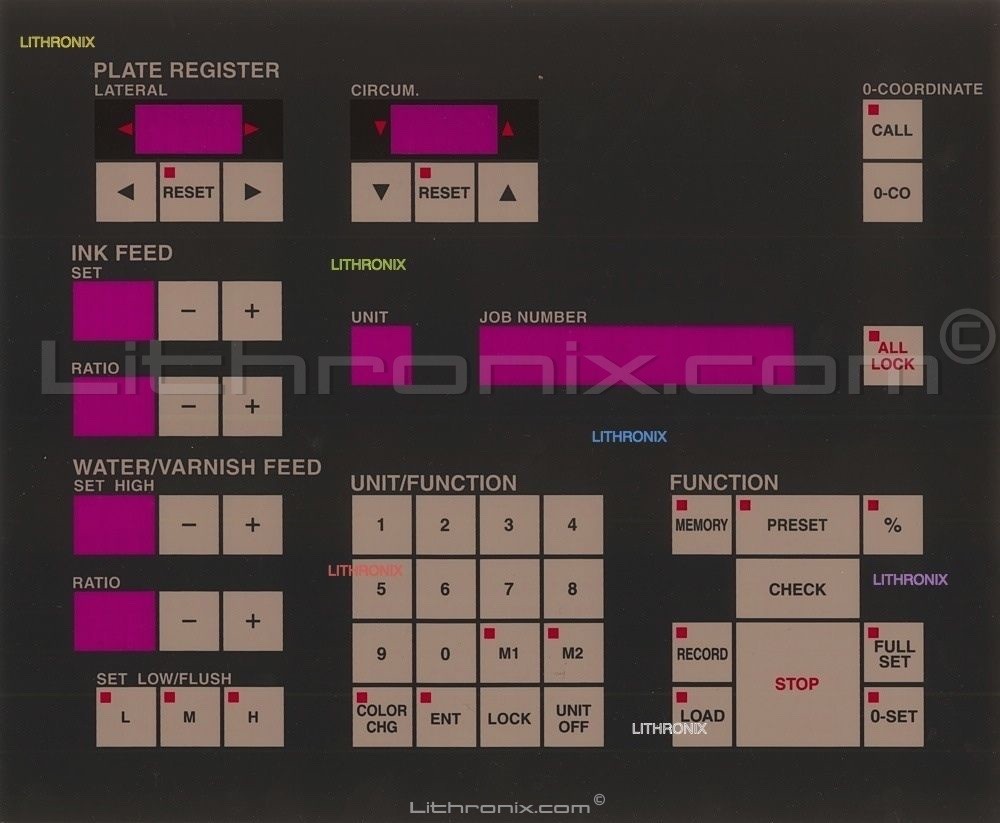 Komori PQC-I Console Register without Cocking Membrane for Lithrone 26, 28, 40''