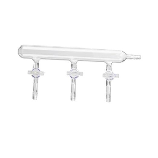 Single Row Vacuum Gas Distributor Glass Manifold with/Glass Stopcock 3 Ports
