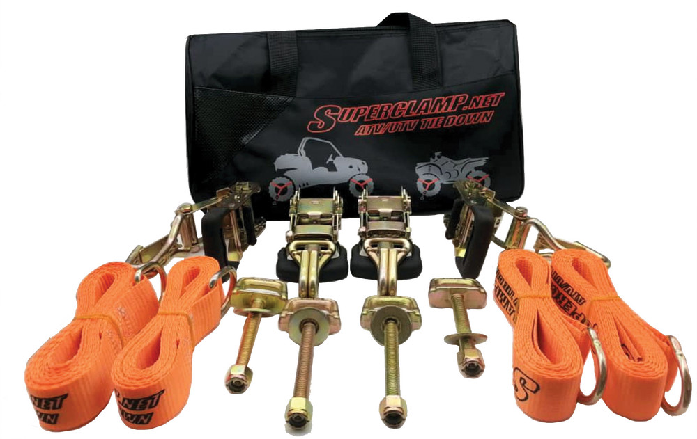 Superclamp 9000 ATV UTV Tie Down Strap Kit Universal Trailer Transport System