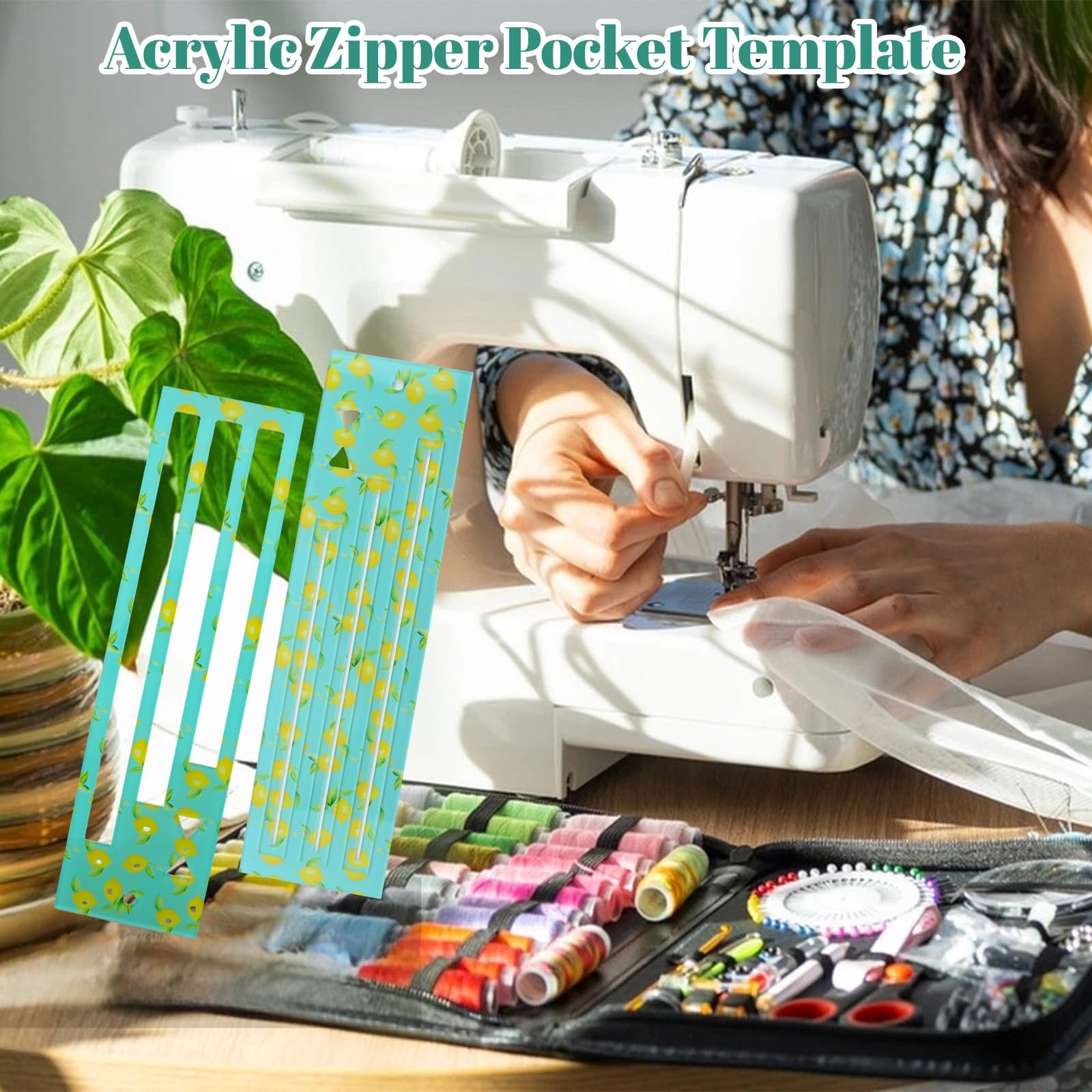 2 PCS Acrylic Zipper Making Templates Tools Zip Pocket Patchwork Ruler Craft