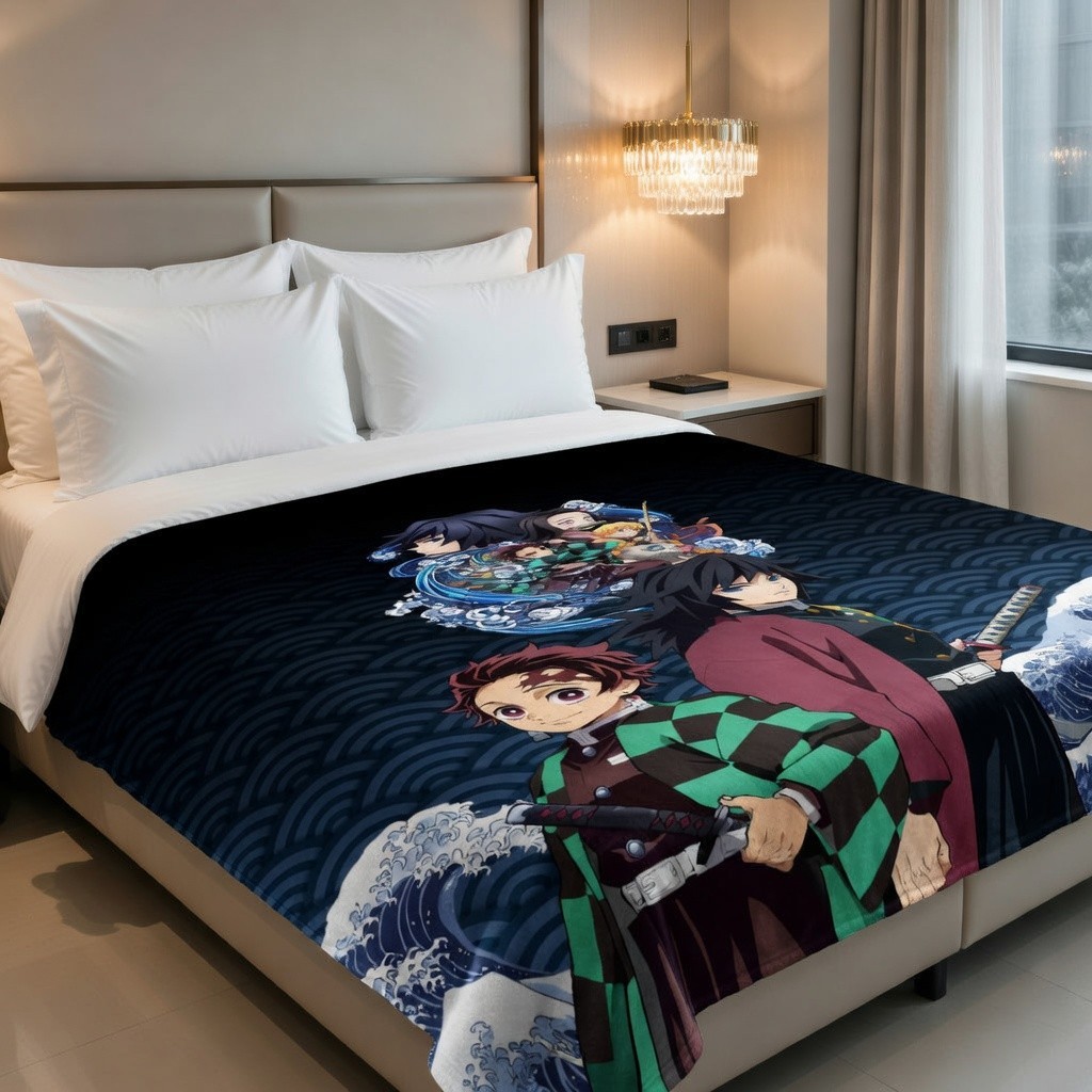 Fantasy Sword Warrior Flannel Blanket Soft Cozy Anime Throw Gift