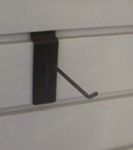 Store Display Fixtures 25 SLATWALL PEGHOOKS LIGHT DUTY 4" long Black Finish