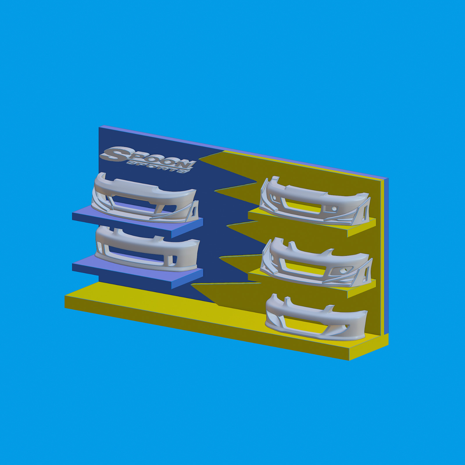 Spoon Sports Bumper Shelf w/ Mini Bumpers – 1:64 Garage Diorama Accessory