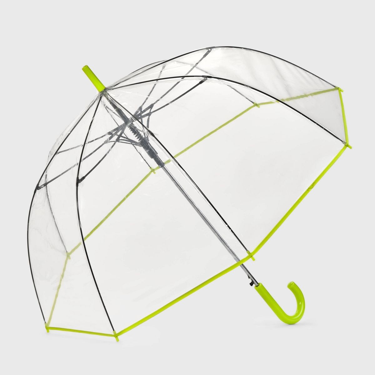 Bubble Umbrella - Clear Aloe: Manual Solid Design, Plastic Handle, 52" Span
