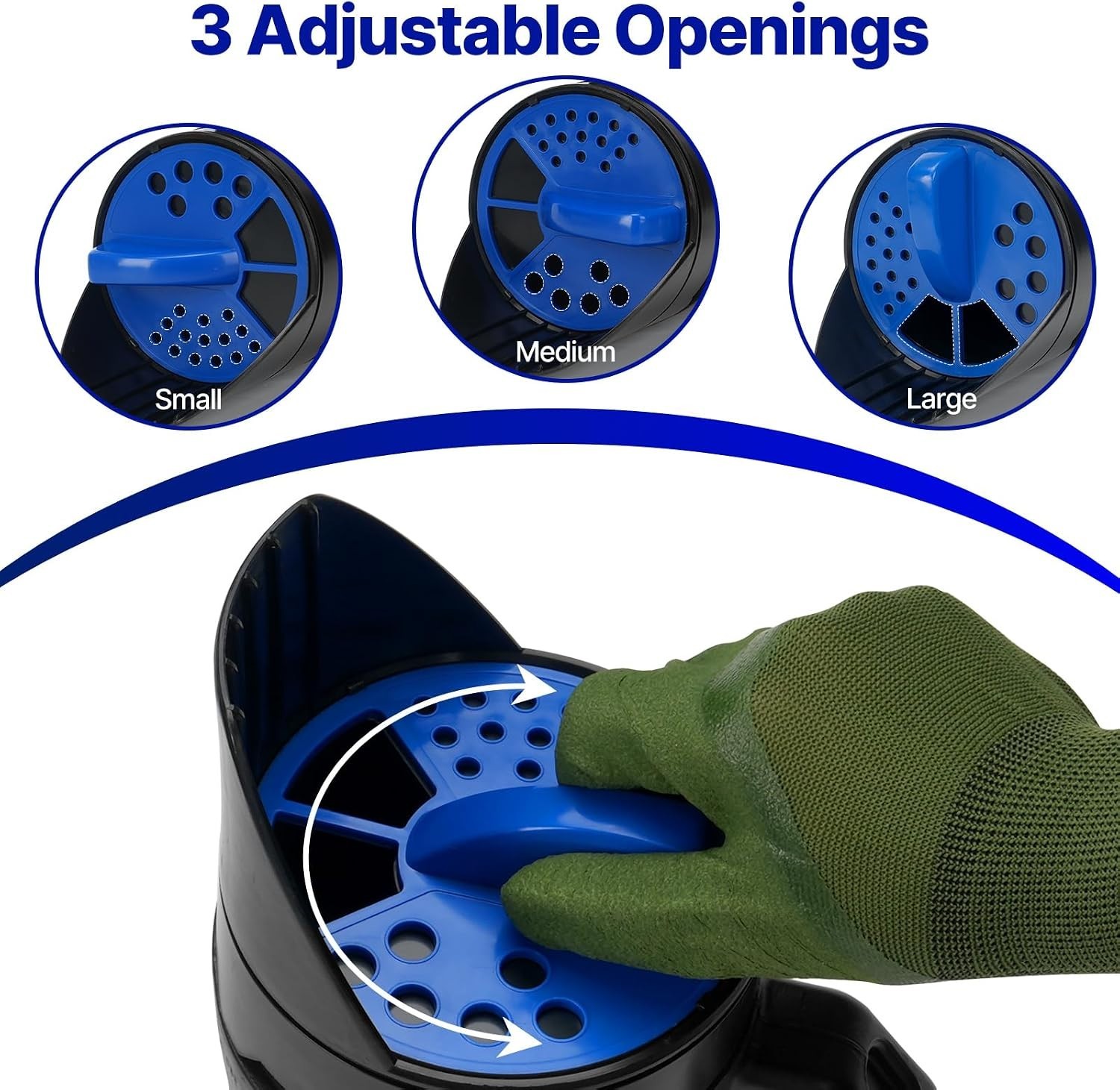 3-Adjustable-Setting Handheld Spreader, Multi-Use Lawn Spreaders for Fertiliz...