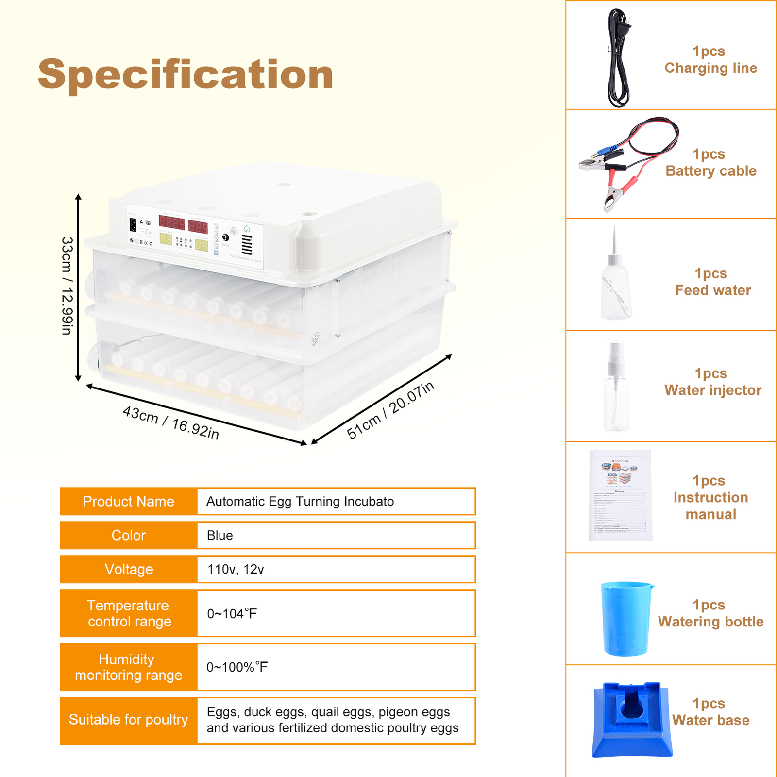 Egg Incubator Incubators for Hatching Eggs Auto Egg Turning