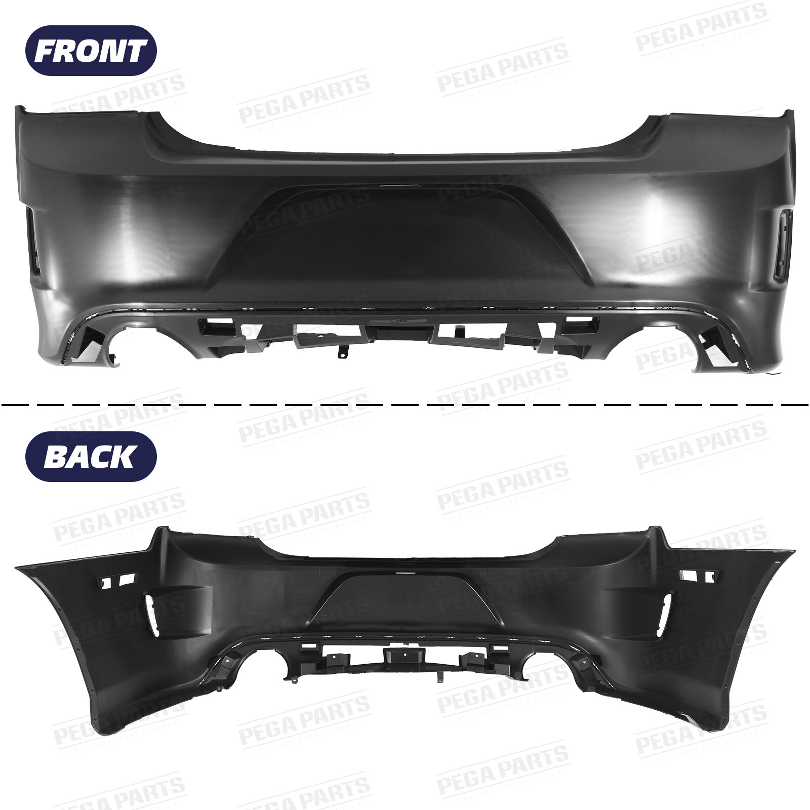 SRT 8 Style Rear Bumper Cover Fascia w/Side Grille For 2011-2014 Dodge Charger