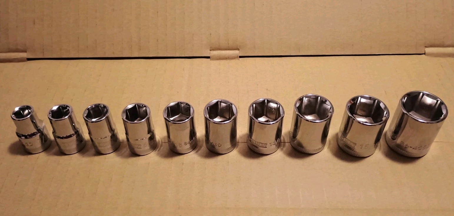 DeWalt 10 Piece SAE (STANDARD) 6 Point Socket Set For 1/2" Inch Drive