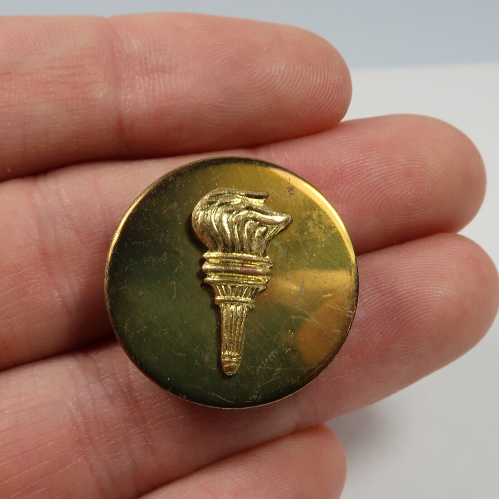US Military ROTC Torch Brass Disc Screwback