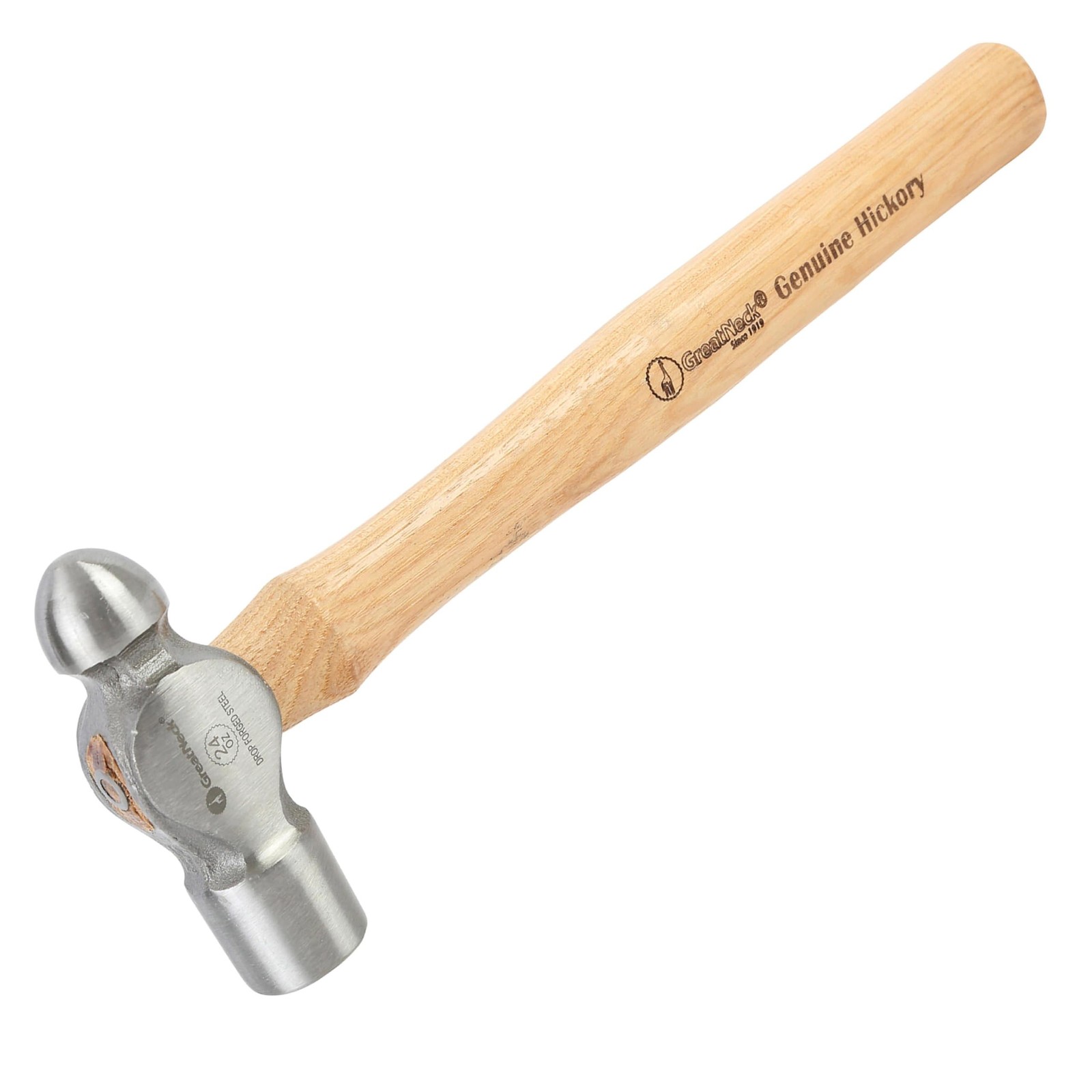 GreatNeck BP24 Ball Peen Hammer, 24 Oz. Drop Forged Steel Metalworking Tool W...