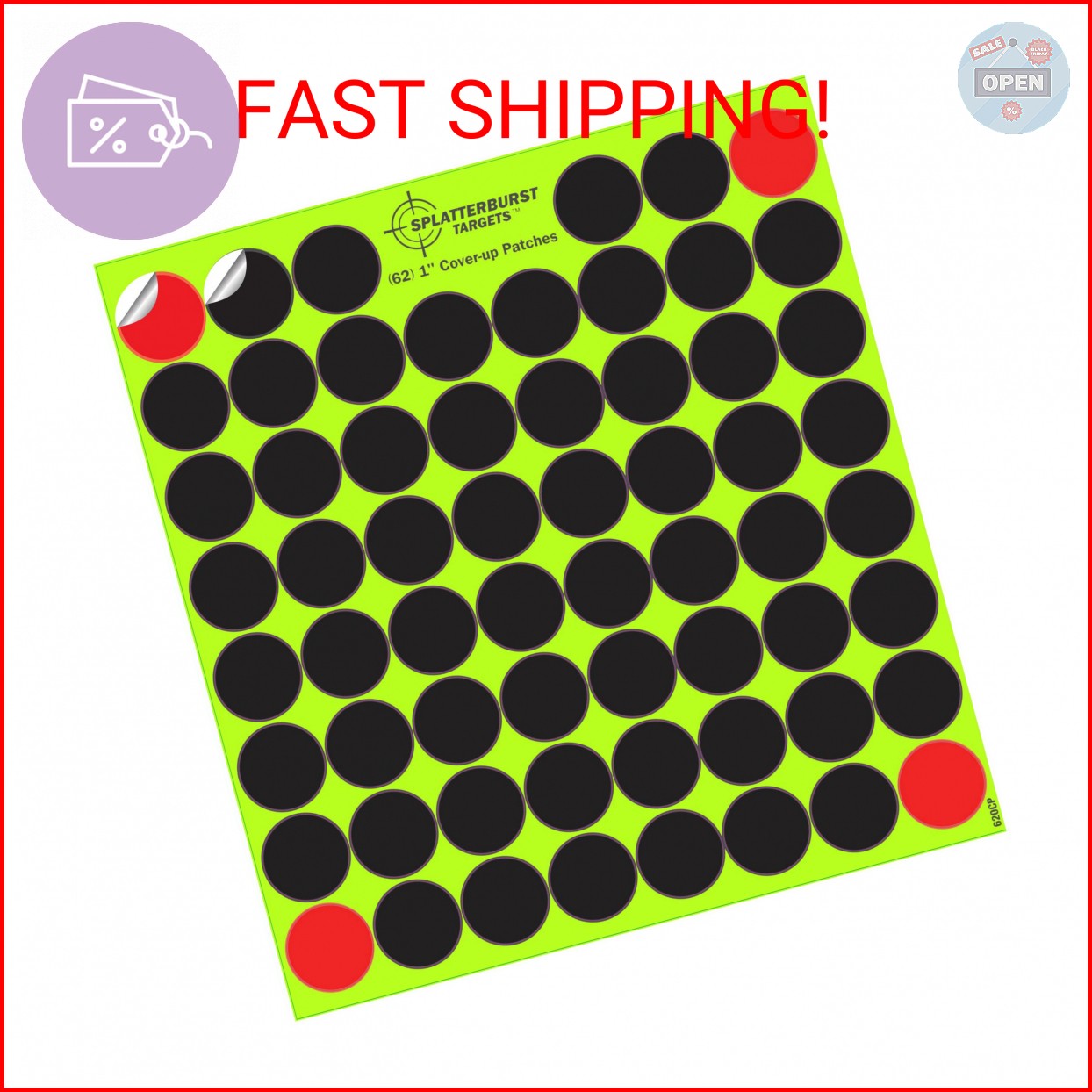 Splatterburst Targets 10 Pack - (620) 1" Self Adhesive Cover Up Patches - Made i