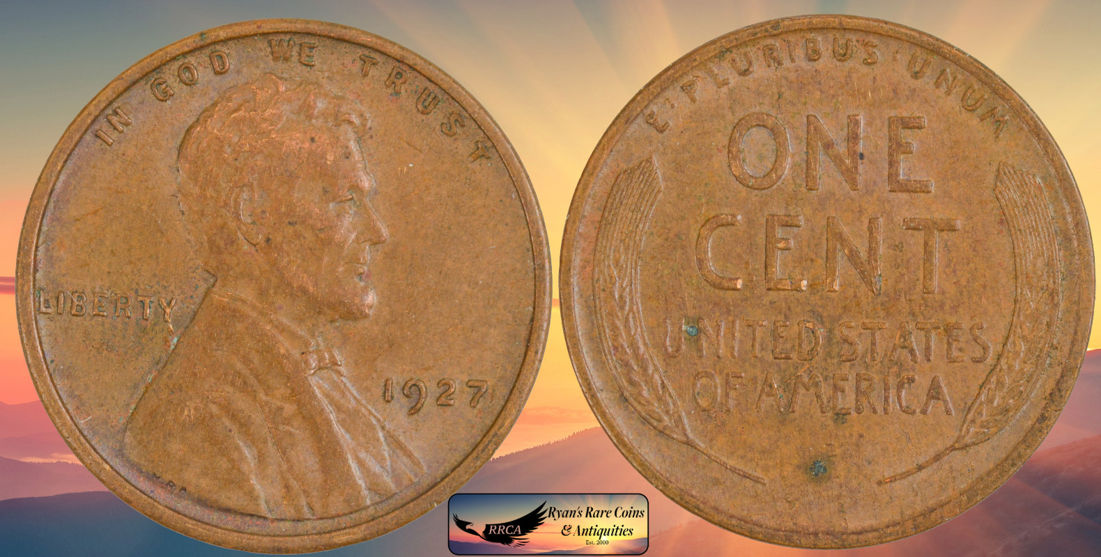 1927 Lincoln Wheat Cent, Brilliant Uncirculated Condition, Brown, Penny, C8699