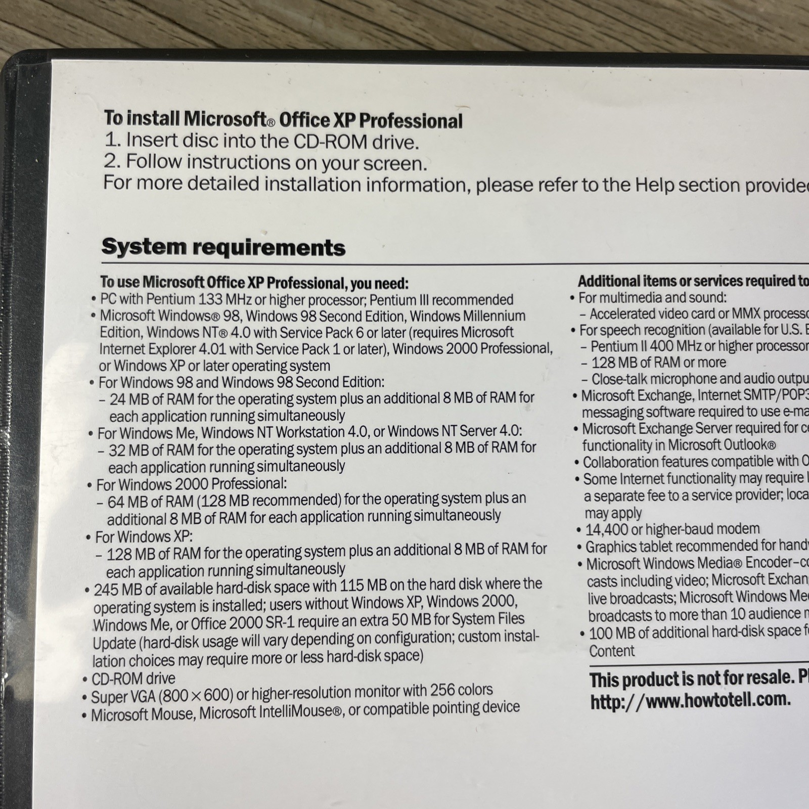 Microsoft Office XP Professional Home Version 5 programs w/Key Lic Vintage 2002