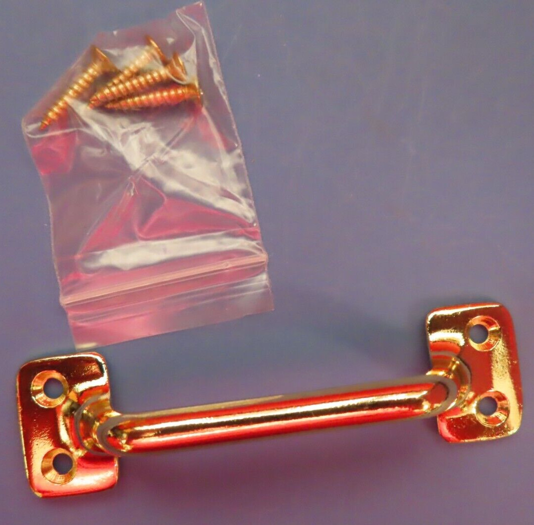 5 Bright Brass Bronze Window Sash Lift Handles  4" Long   LOT of 5 pieces  NEW
