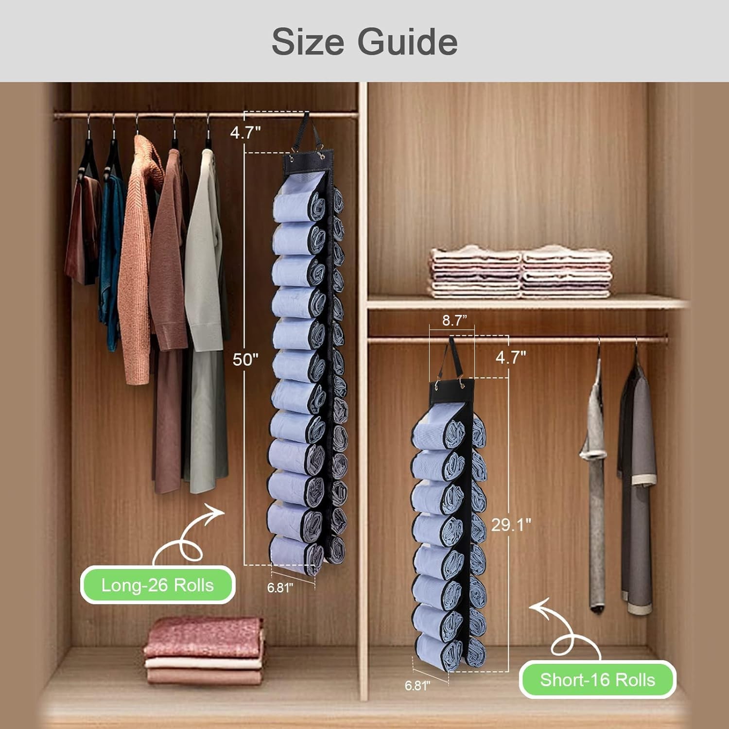 Legging Organizer, Foldable Hanging Closet Organizer with 26 Roll Compartment...