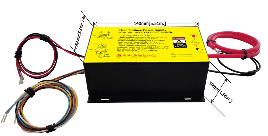 ACCHV24V23KV1R4MAW Capacitor Charging HV Power Supply 24V Input 23kV 1.4mA Out