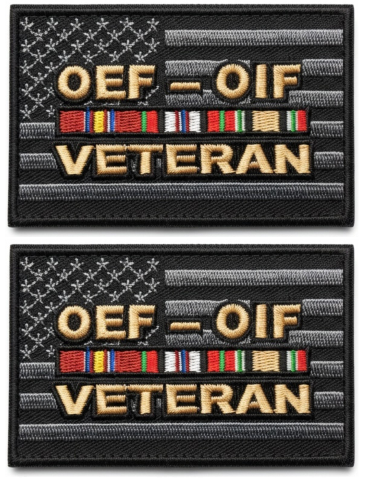 OEF and OIF Iraqi Freedom VETERAN Morale Patch  - 2PC -3.0 X 2.0 HOOK p69